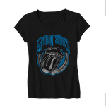 Rolling Stones Blue Light Tongue Logo - Mens Black T-Shirt